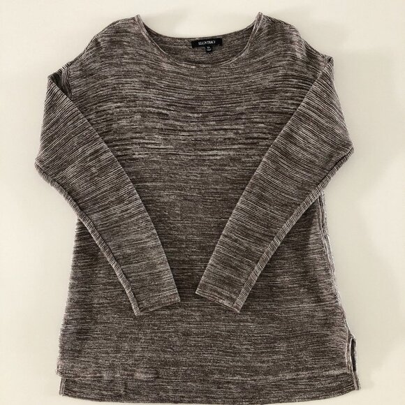 Ellen Tracy Casual Lg Slv Scoop Neck Cotton/Acrylic Sweater Cocoa + Ivory Sz XL - Picture 1 of 11